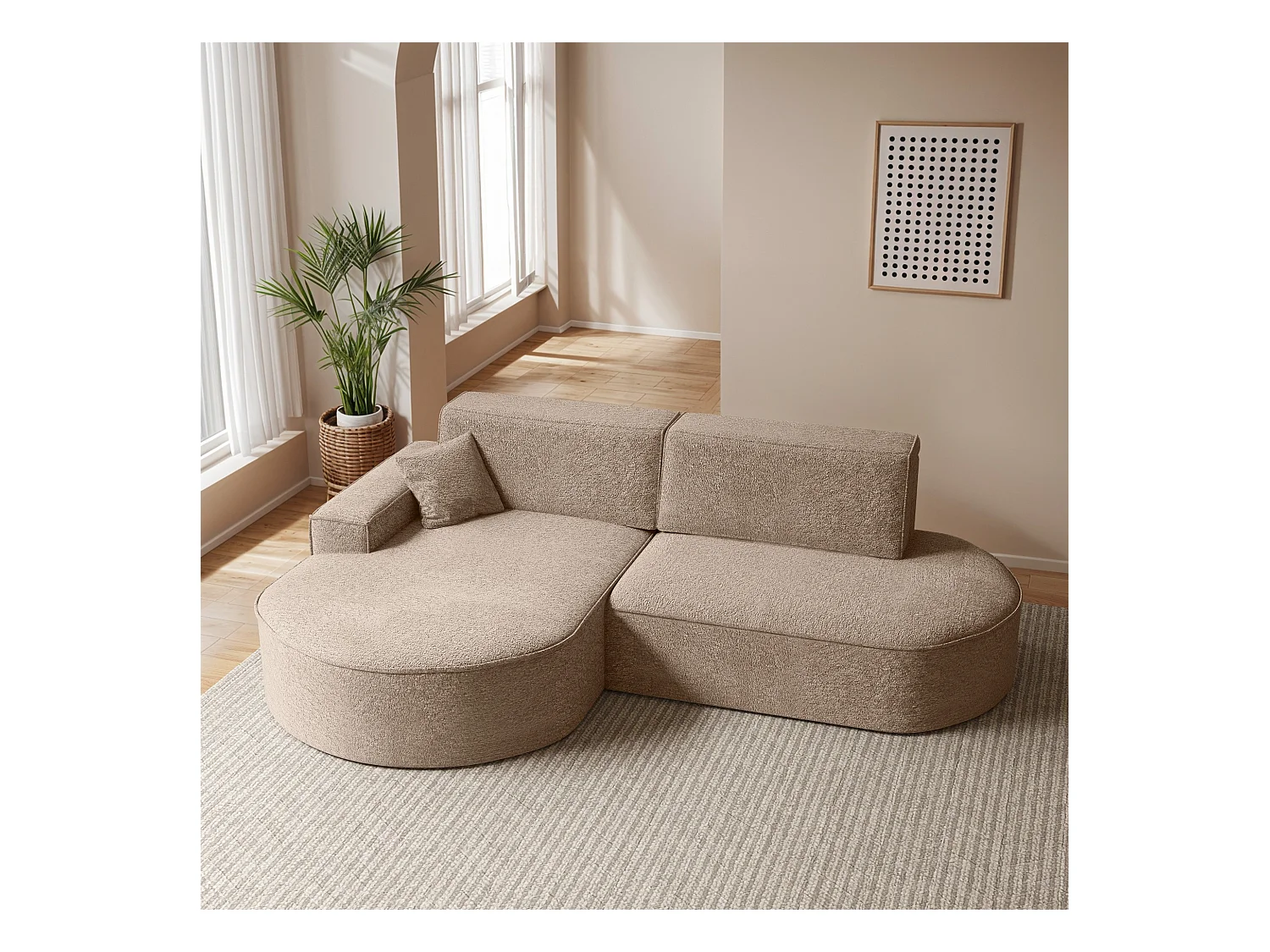 Canapé d'angle Modena Pro - confort et style dans un design moderne tissu Arena Dark Beige Left