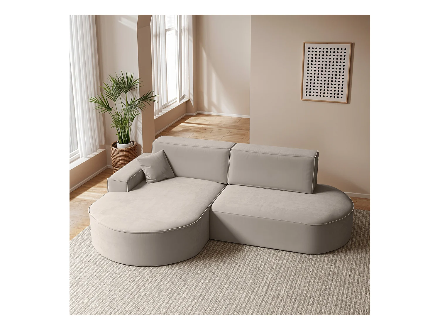 Canapé d'angle Modena Pro - confort et style dans un design moderne tissu Salvador beige clair Gauche