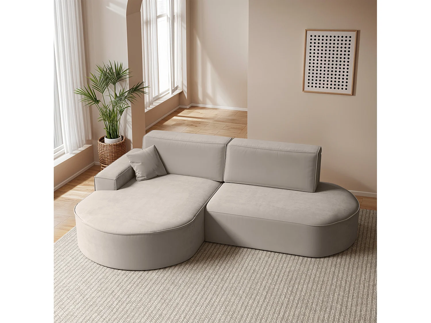 Ecksofa Modena Pro - Komfort und Stil in modernem Design stoff Salvador Hellbeige Links