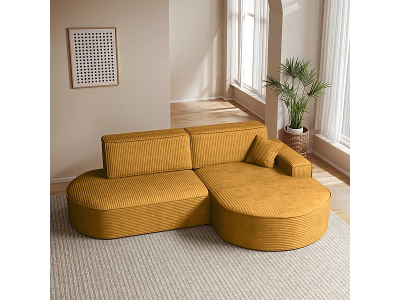 Ecksofa Modena Pro - Komfort und Stil in modernem Design stoff Poso Senffarbe Rechts