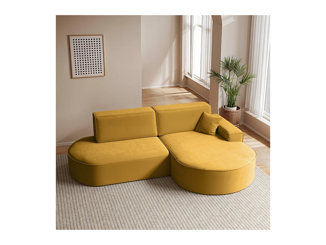 Canapé d'angle Modena Pro - Confort et style dans un tissu au design moderne Salvador Jaune Droite