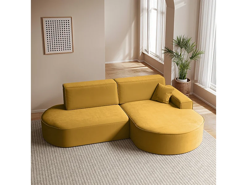 Canapé d'angle Modena Pro - Confort et style dans un tissu au design moderne Salvador Jaune Droite