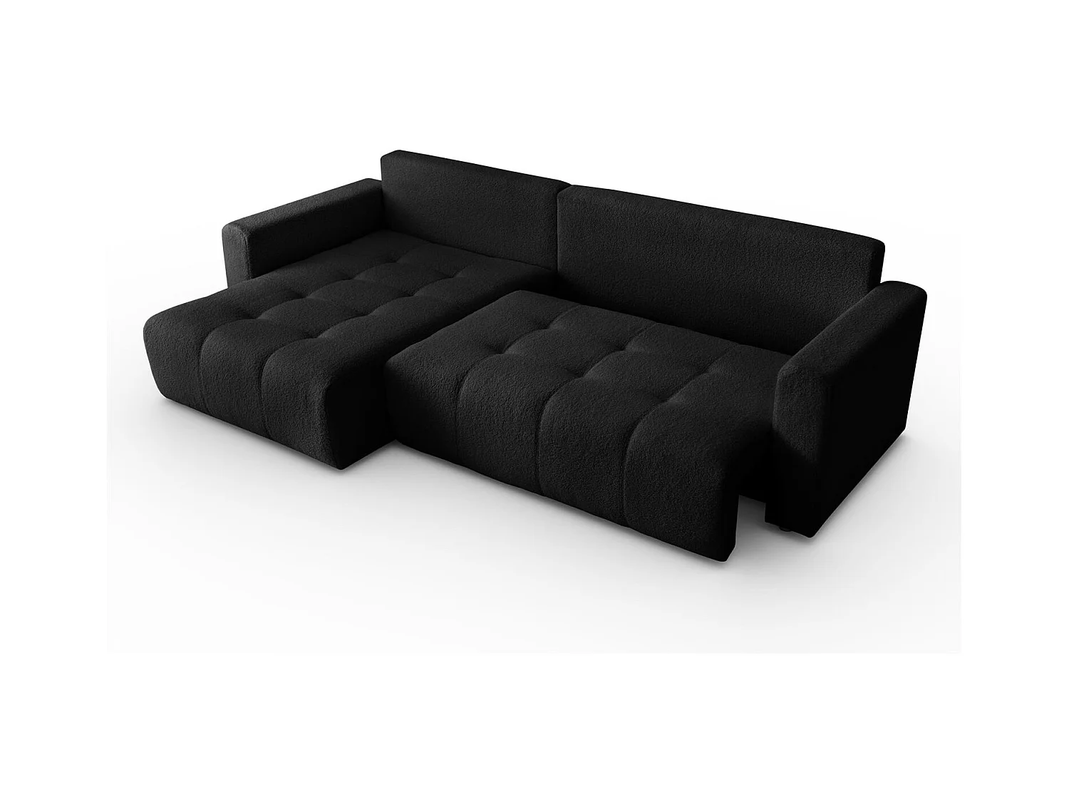 Canapé d'angle VIENNA - style, confort et fonctionnalité Noir Gauche