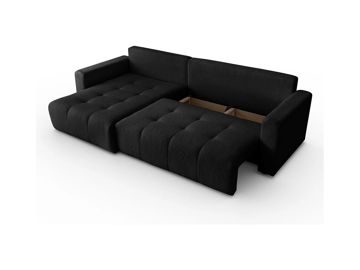 Canapé d'angle VIENNA - style, confort et fonctionnalité Noir Gauche