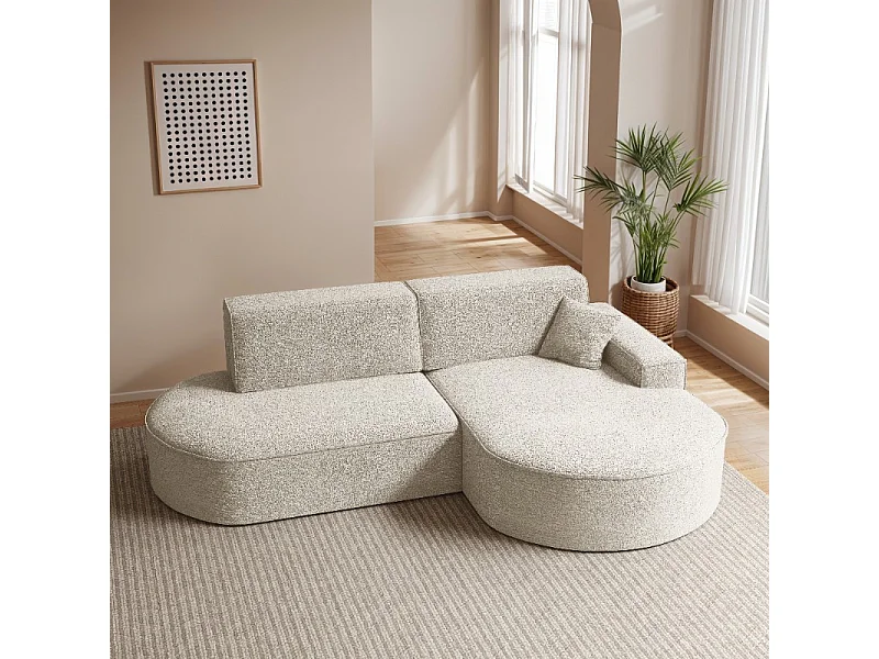 Canapé d'angle Modena Pro - confort et style dans un design moderne tissu Arena Ecru Droite