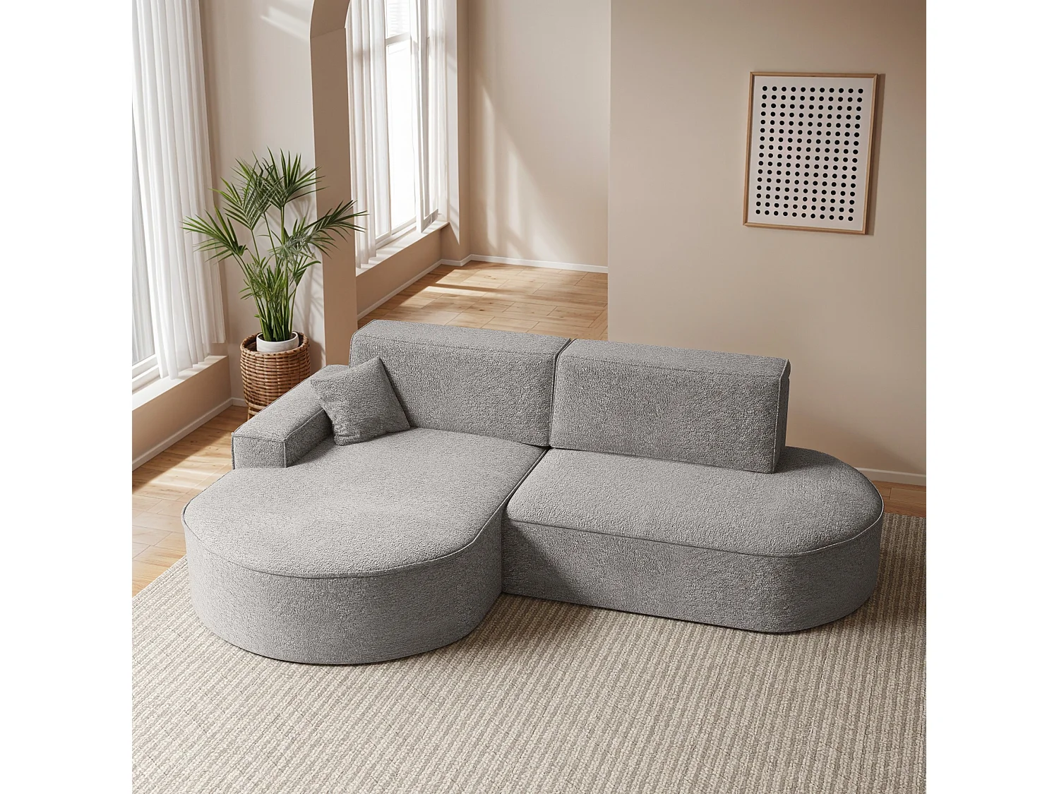 Canapé d'angle Modena Pro - confort et style dans un design moderne tissu Arena Grey Left
