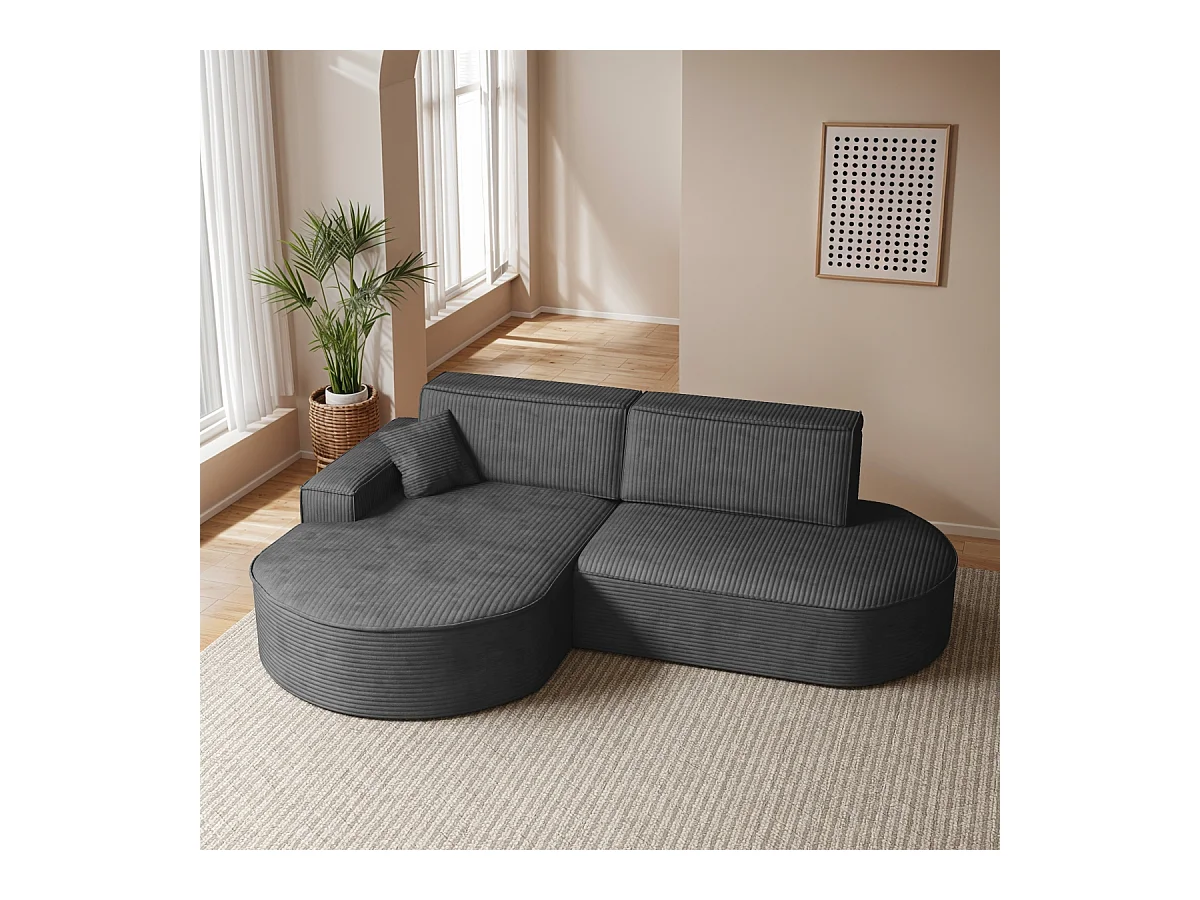 Canapé d'angle Modena Pro - confort et style dans un tissu au design moderne Poso Graphite Left