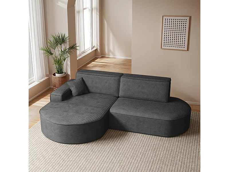 Canapé d'angle Modena Pro - confort et style dans un tissu au design moderne Poso Graphite Left