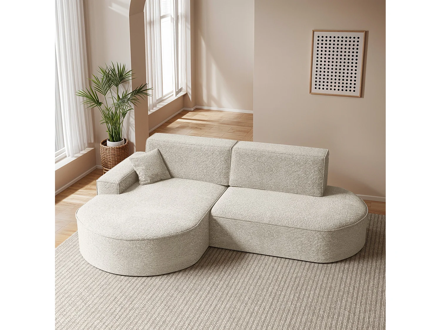 Canapé d'angle Modena Pro - confort et style dans un design moderne tissu Arena Ecru Gauche