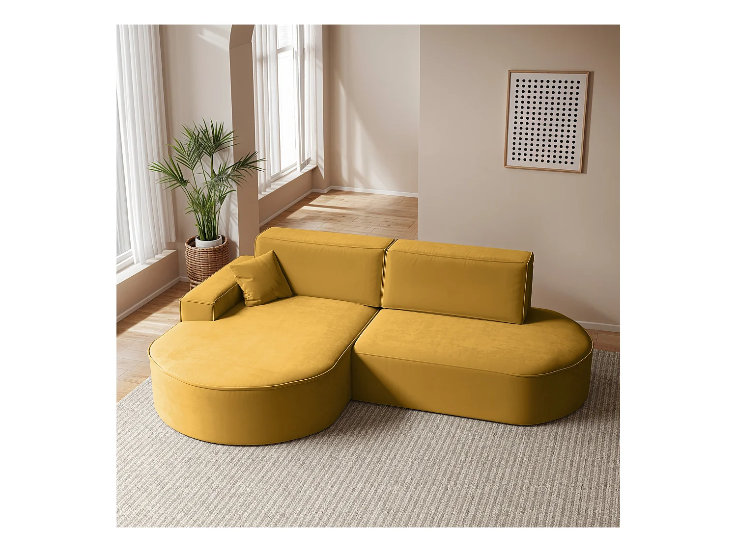 Canapé d'angle Modena Pro - confort et style dans un tissu design moderne Salvador Jaune Gauche