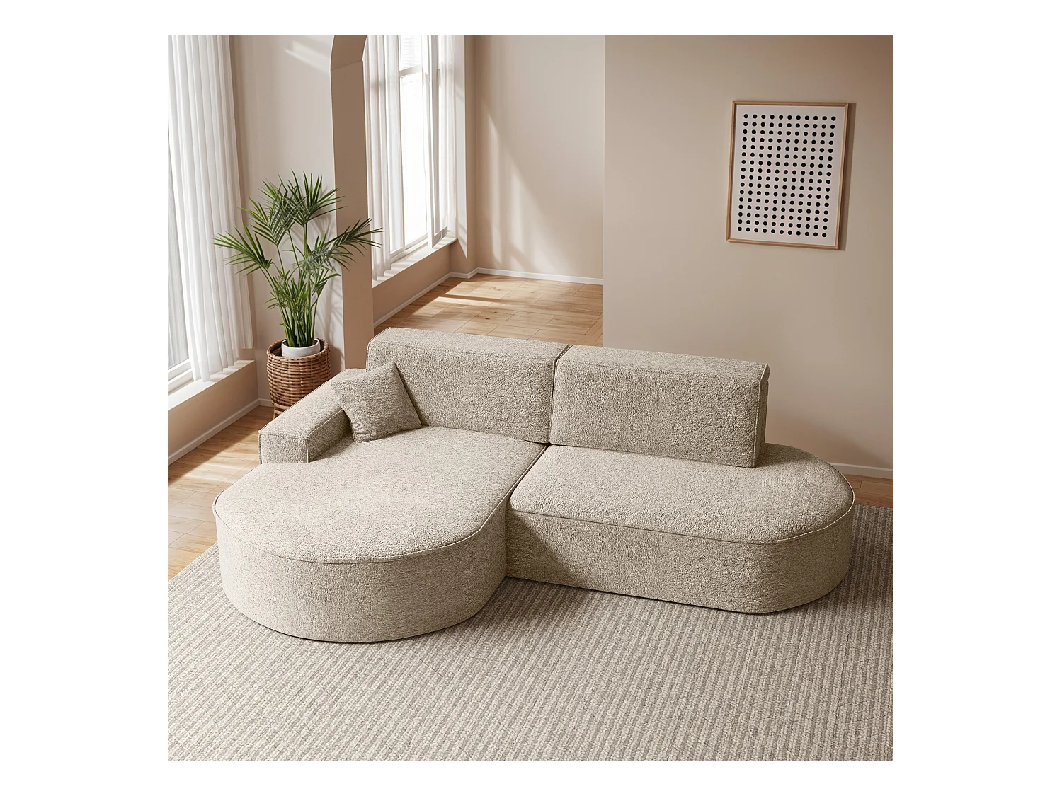 Canapé d'angle Modena Pro - confort et style dans un design moderne tissu Arena Beige Gauche