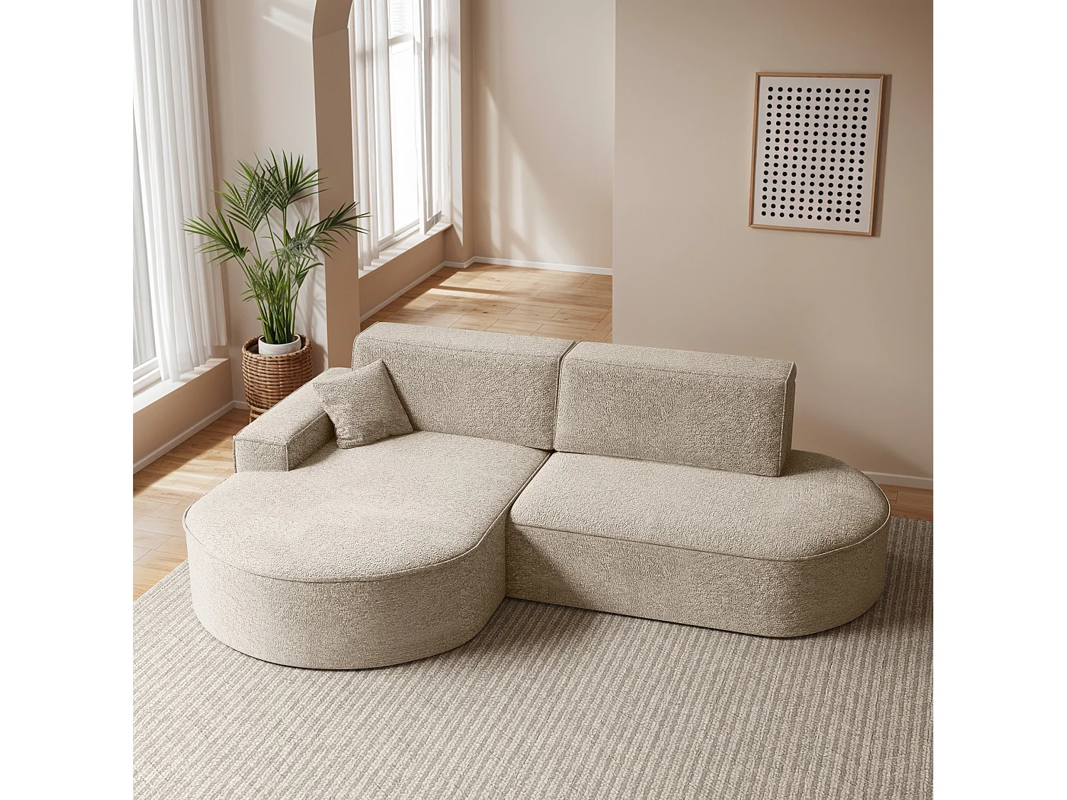 Canapé d'angle Modena Pro - confort et style dans un design moderne tissu Arena Beige Gauche
