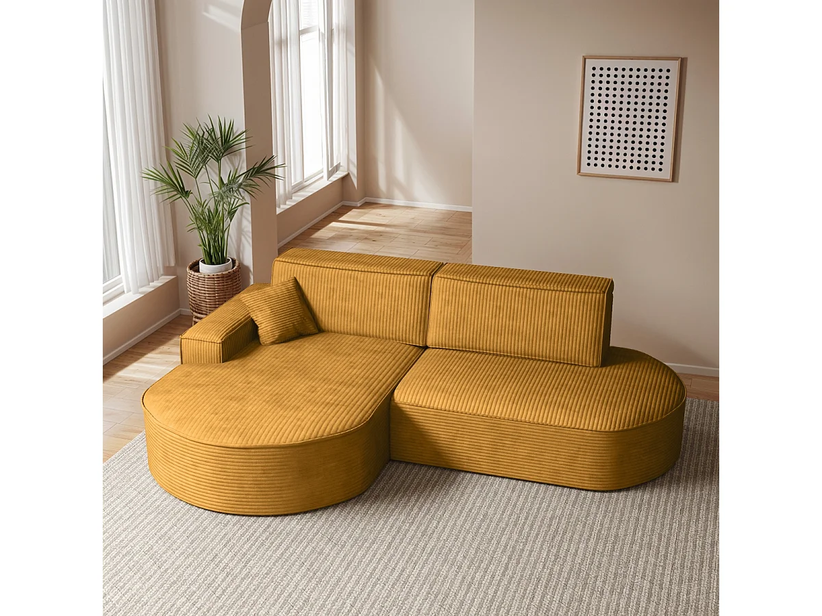Canapé d'angle Modena Pro - Confort et style dans un design moderne tissu Poso couleur moutarde Gauche