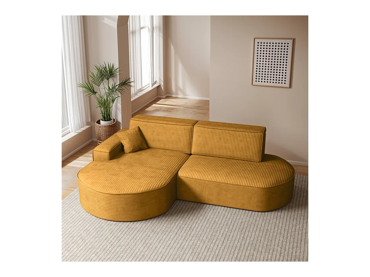 Canapé d'angle Modena Pro - Confort et style dans un design moderne tissu Poso couleur moutarde Gauche
