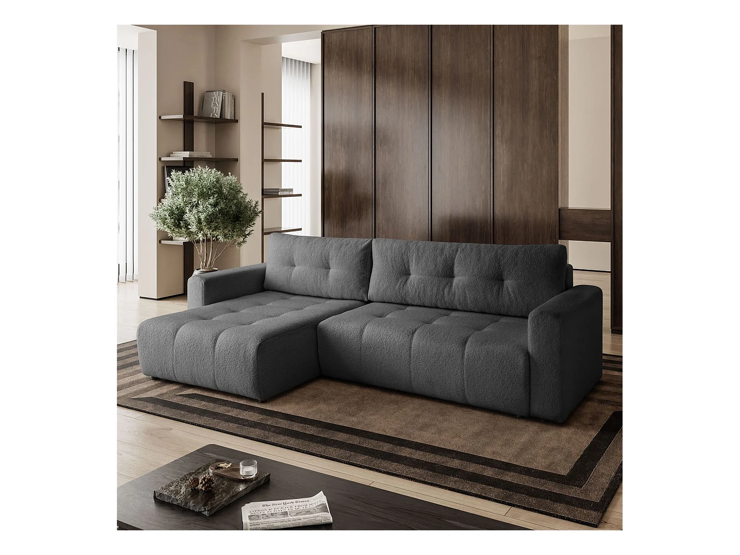 Ecksofa VIENNA - Stil, Komfort und Funktionalität Graphit Links