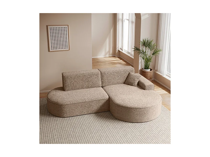 Canapé d'angle Modena Pro - confort et style dans un design moderne tissu Arena Dark Beige Droite