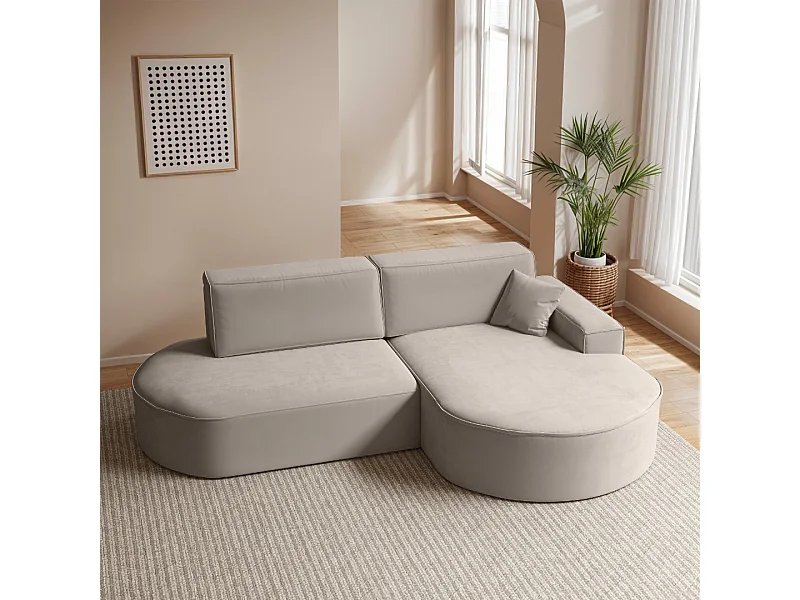 Hoekbank Modena Pro - comfort en stijl in een moderne designstof Salvador lichtbeige rechts