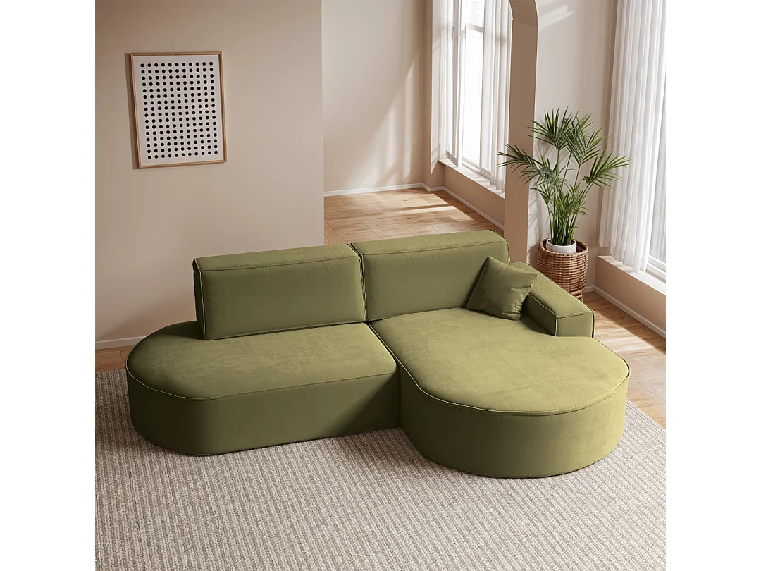 Canapé d'angle Modena Pro - Confort et style dans un tissu design moderne Salvador Olive Right