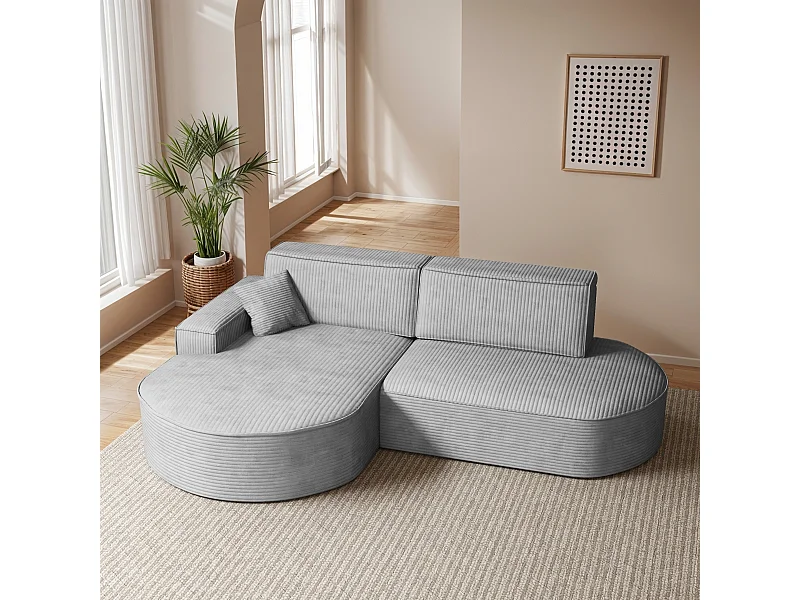 Ecksofa Modena Pro - Komfort und Stil in modernem Design stoff Poso Silber Links