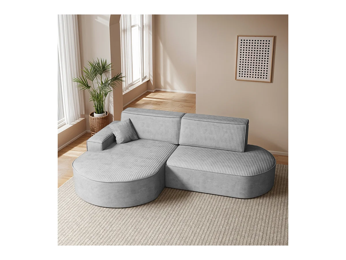 Canapé d'angle Modena Pro - confort et style dans un tissu au design moderne Poso Silver Left
