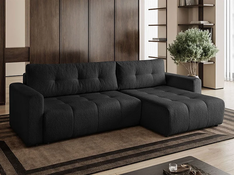 Hoekbank VIENNA - stijl, comfort en functionaliteit Zwart Rechts