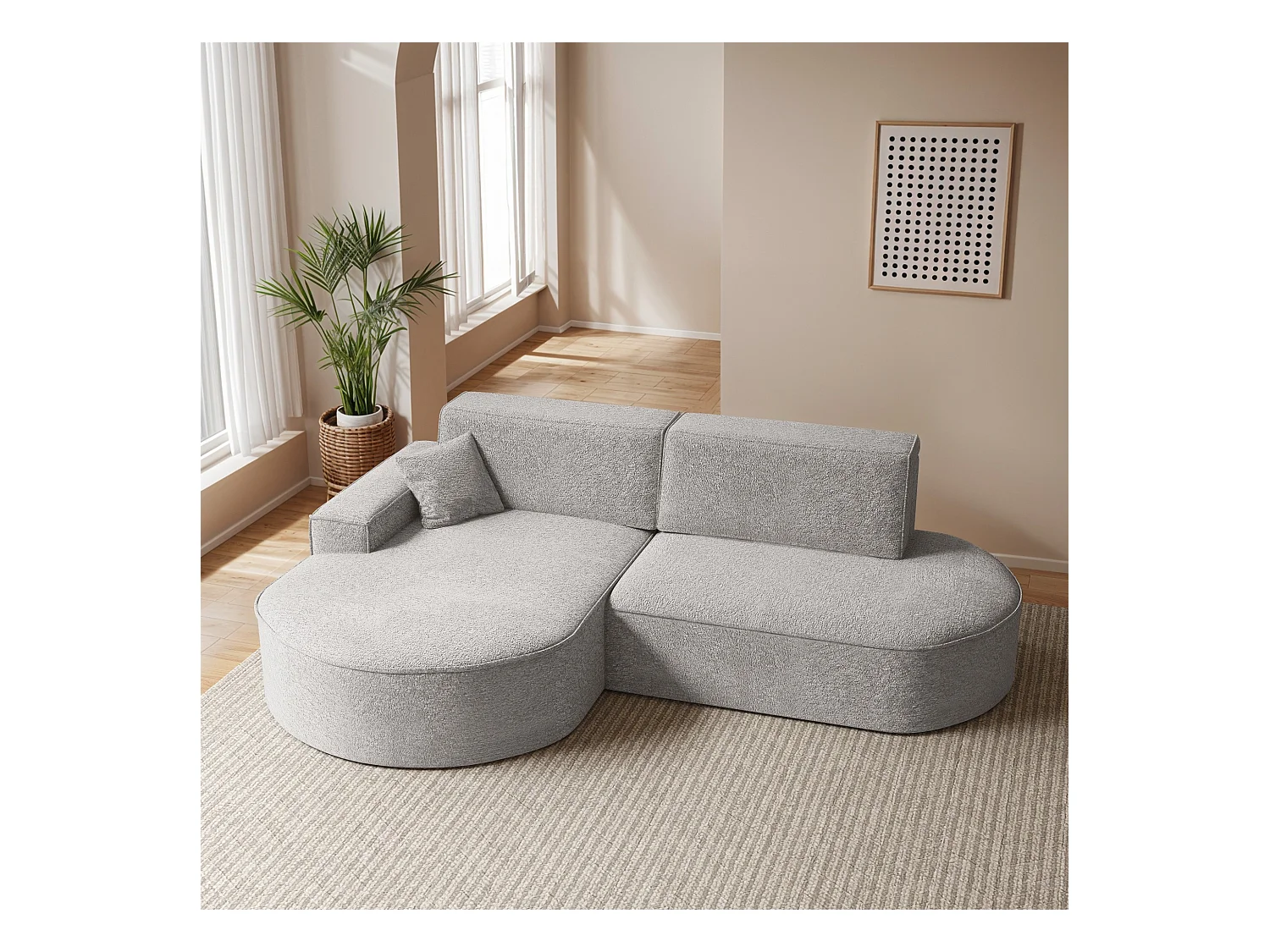 Canapé d'angle Modena Pro - confort et style dans un design moderne tissu Arena Light Grey Left