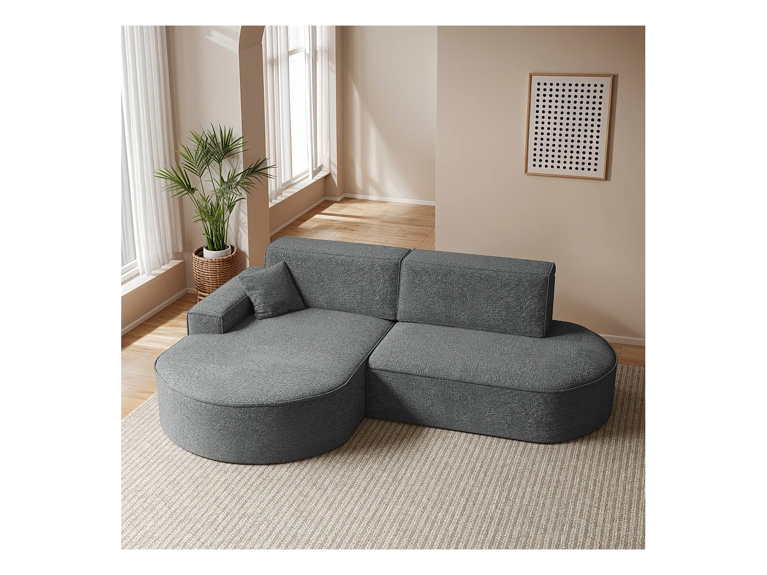 Canapé d'angle Modena Pro - confort et style dans un design moderne tissu Arena Anthracite Gauche