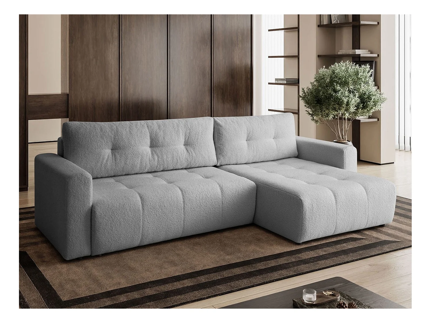 Canapé d'angle VIENNA - style, confort et fonctionnalité Gris Droite