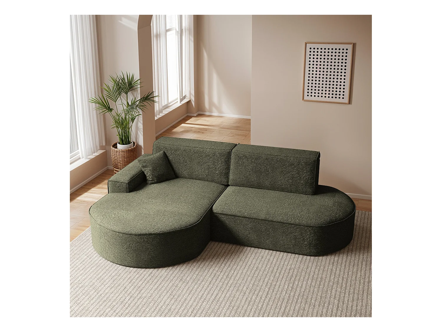 Canapé d'angle Modena Pro - confort et style dans un design moderne tissu Arena Green Left