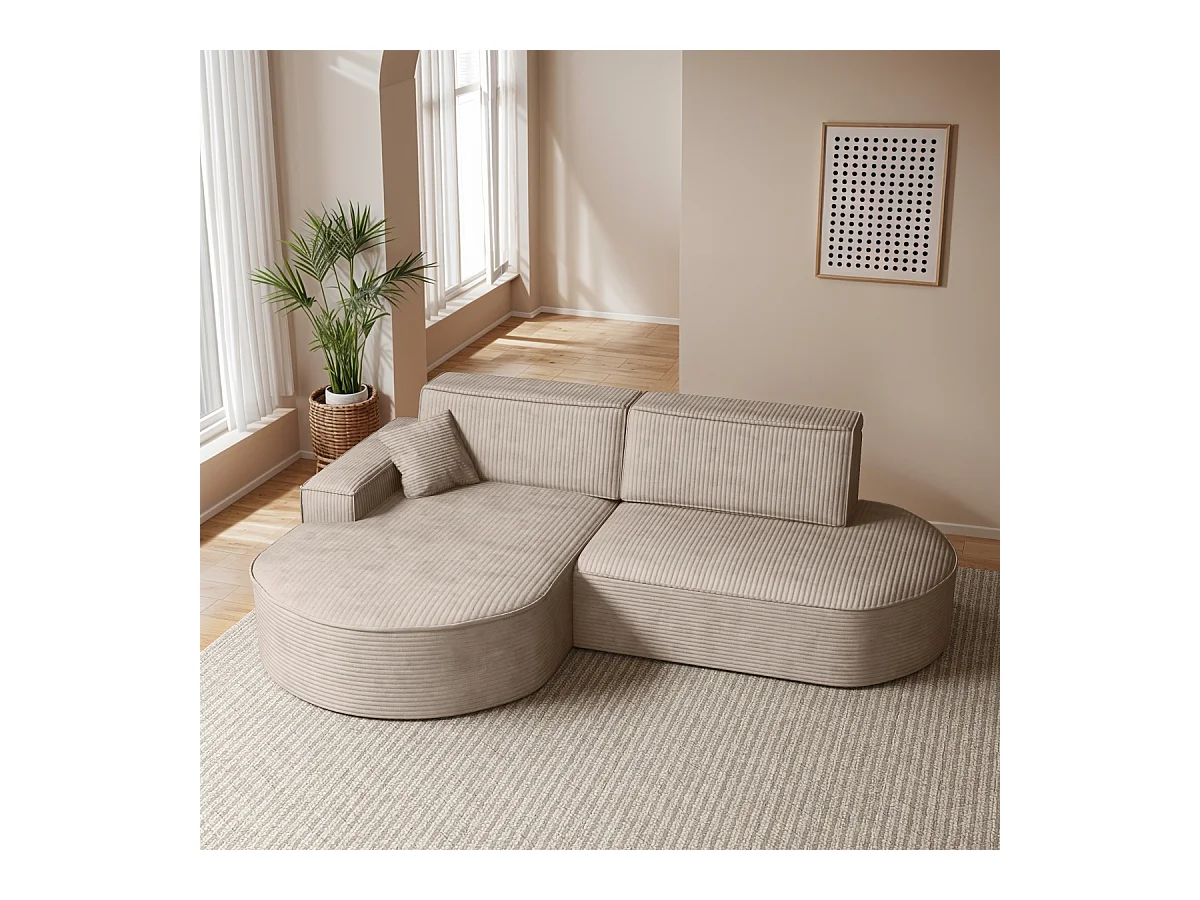Canapé d'angle Modena Pro - confort et style dans un design moderne tissu Poso beige foncé gauche