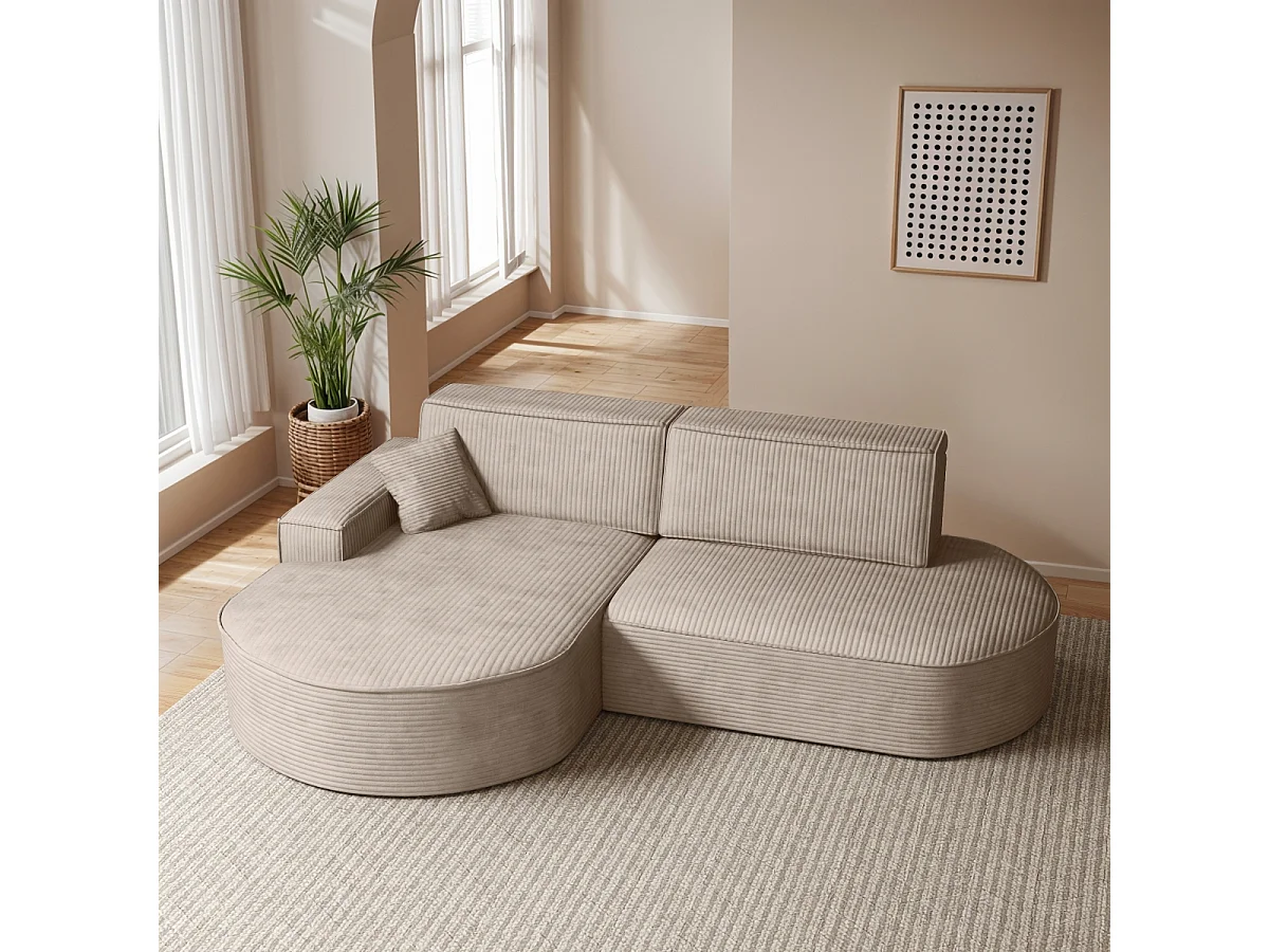 Canapé d'angle Modena Pro - confort et style dans un design moderne tissu Poso beige foncé gauche
