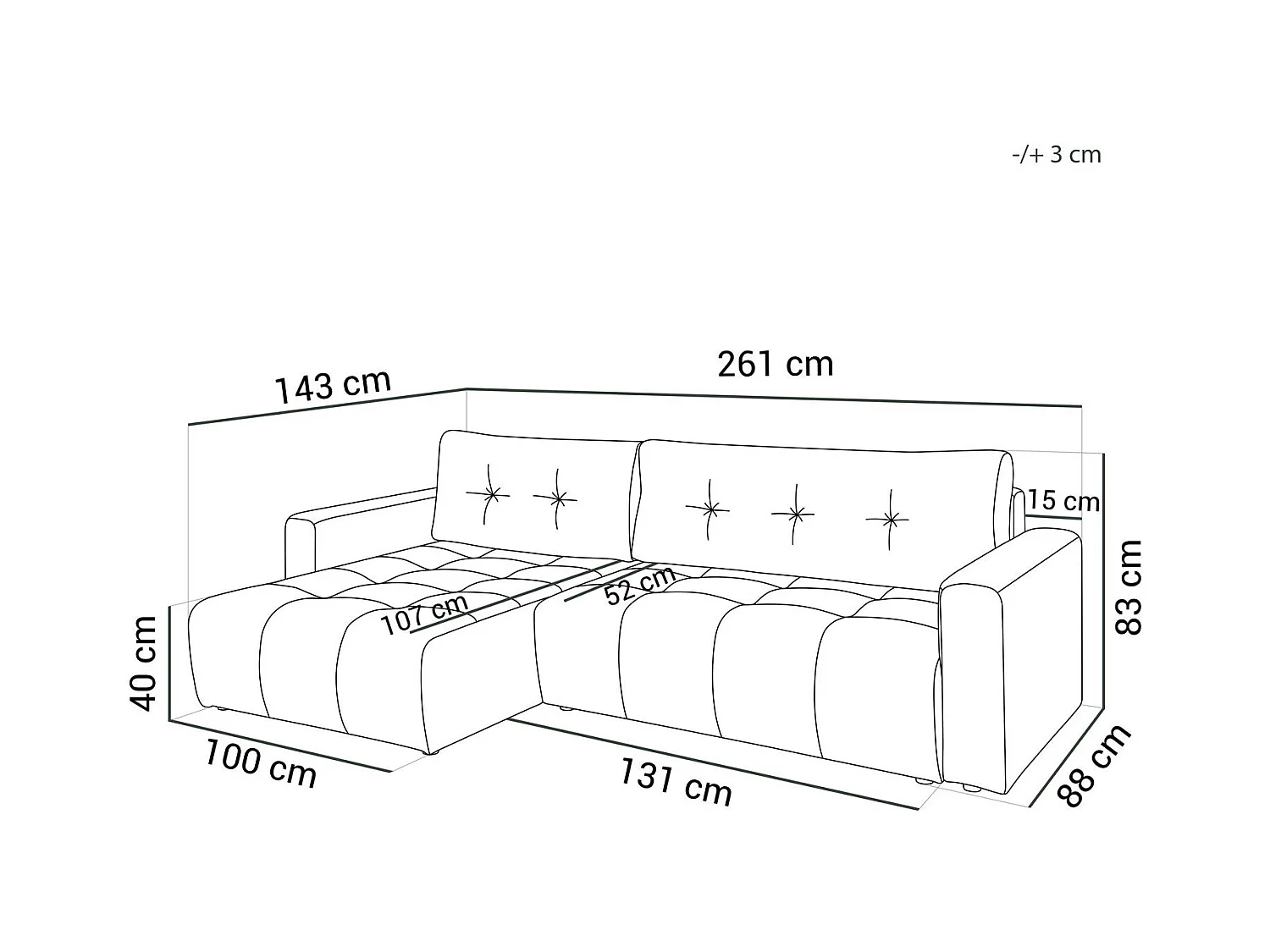 Canapé d'angle VIENNA - style, confort et fonctionnalité Beige Gauche