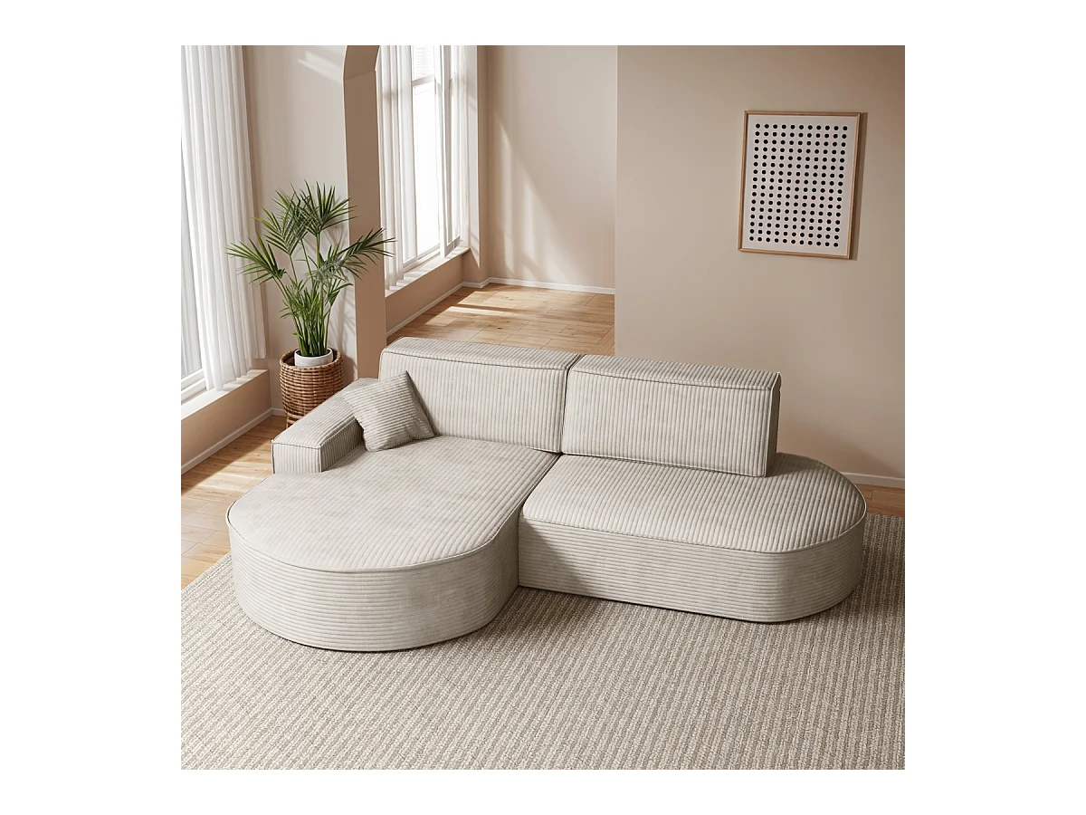 Canapé d'angle Modena Pro - confort et style dans un design moderne tissu Poso Beige Gauche