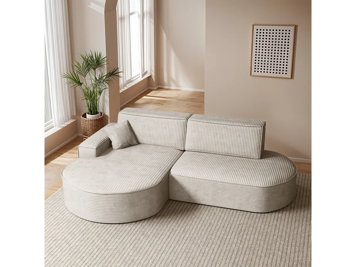 Canapé d'angle Modena Pro - confort et style dans un design moderne tissu Poso Beige Gauche