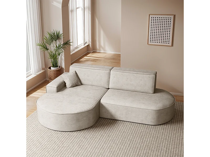 Hoekbank Modena Pro - comfort en stijl in een moderne designstof Poso Beige Links