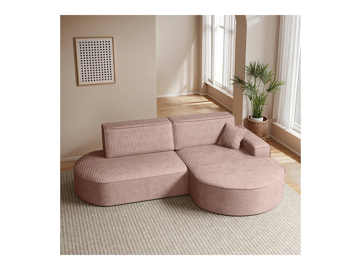 Canapé d'angle Modena Pro - Confort et style dans un tissu au design moderne Poso Rosa Right