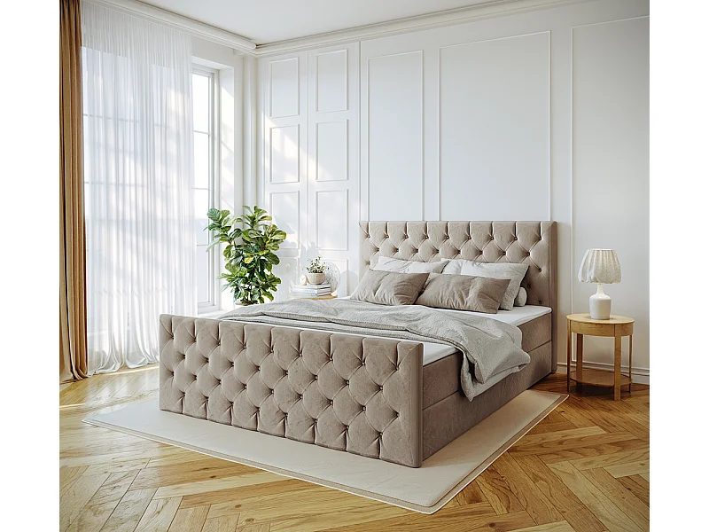 Kontinentalbett Mars Mit Bettkasten Stoff Riviera Biscut 200x200 cm