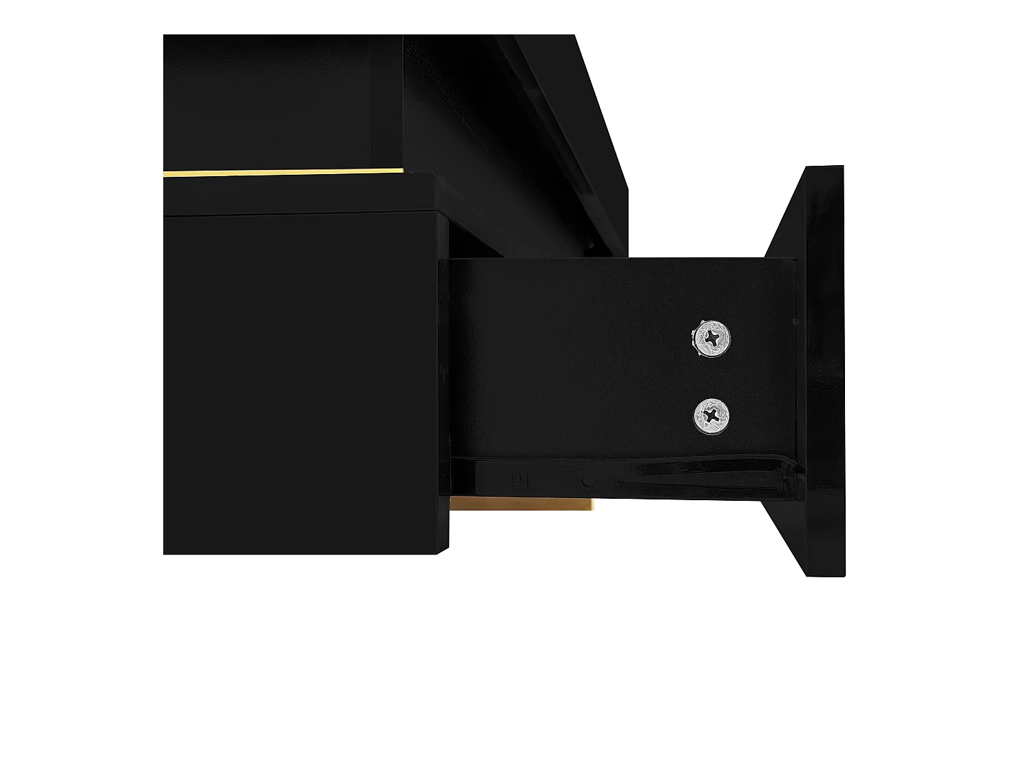 Couchtisch, Hochglanz-Wohnzimmertisch, Beistelltisch mit Schubladen und goldenen Akzenten