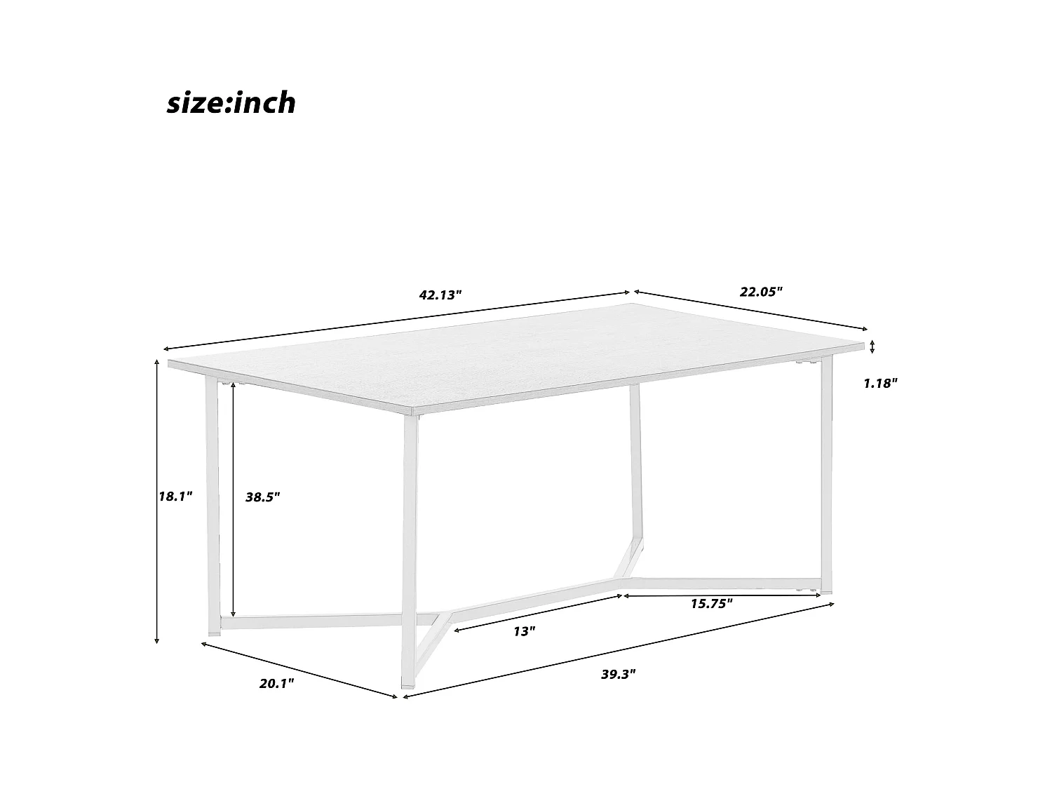 Mid Century Modern Holz Rechteck Couchtisch Wohnzimmer, Weiß