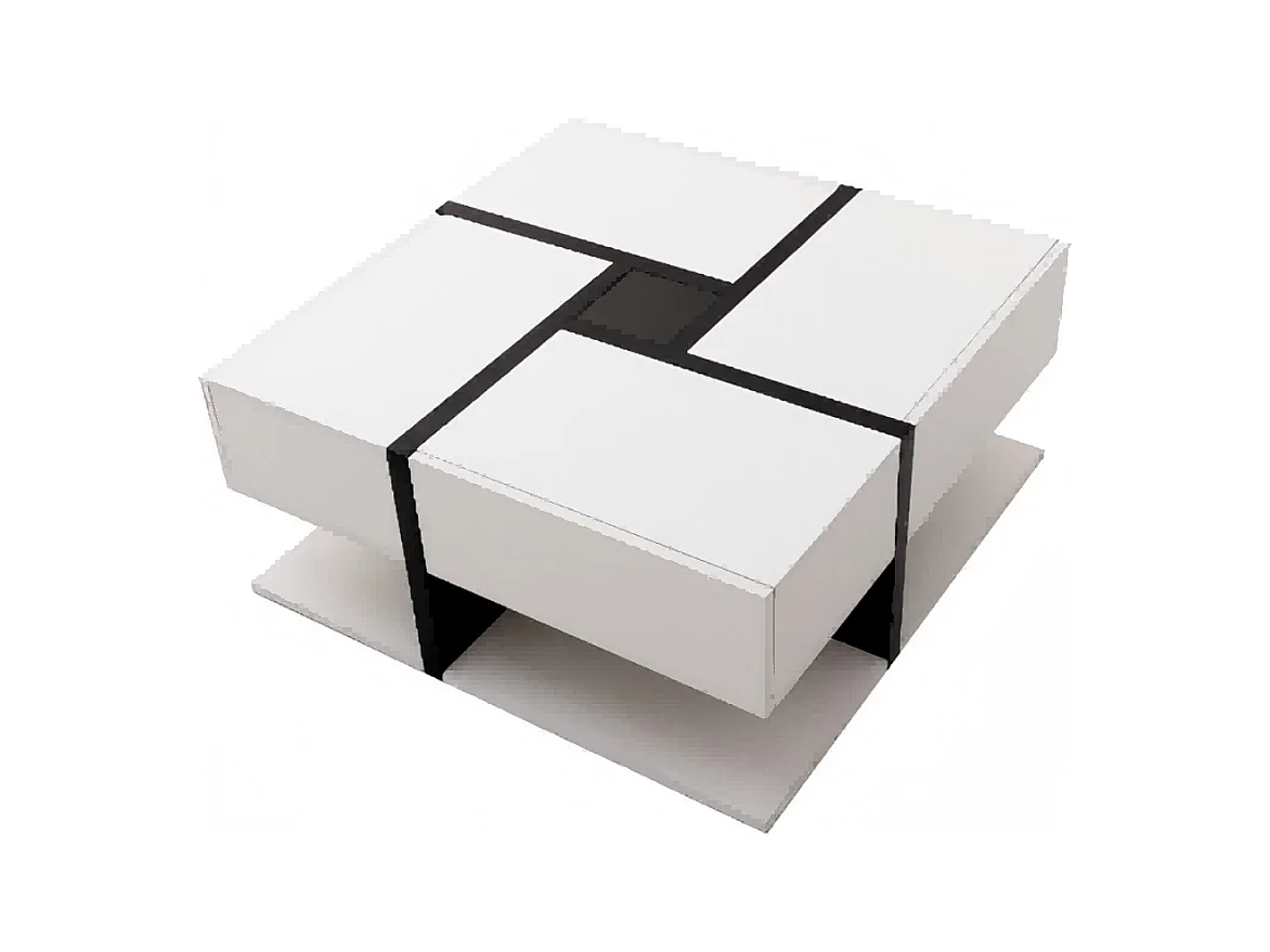 Hoogglans salontafel, tafel met 4 lades, opbergruimte eronder. 78 x 78 x 36 cm