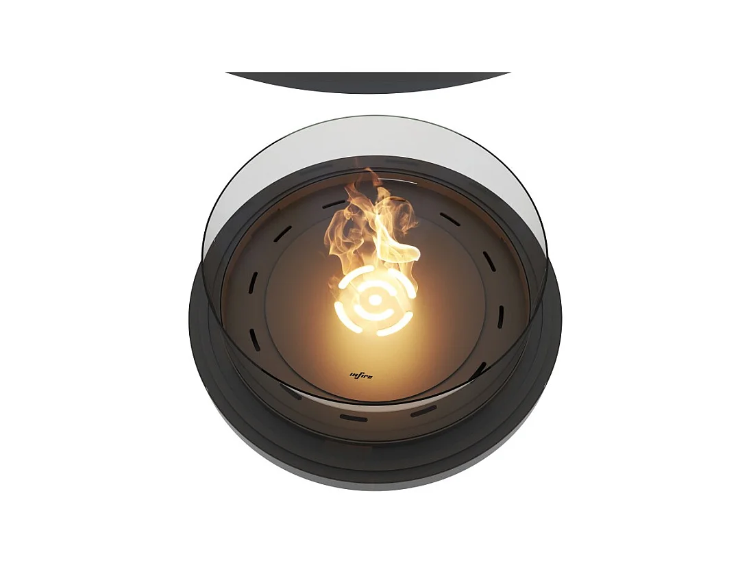 Cheminée bioéthanol ronde autoportante - Cheminée bioéthanol au sol noire avec conduit de fumée de 95 cm de diamètre