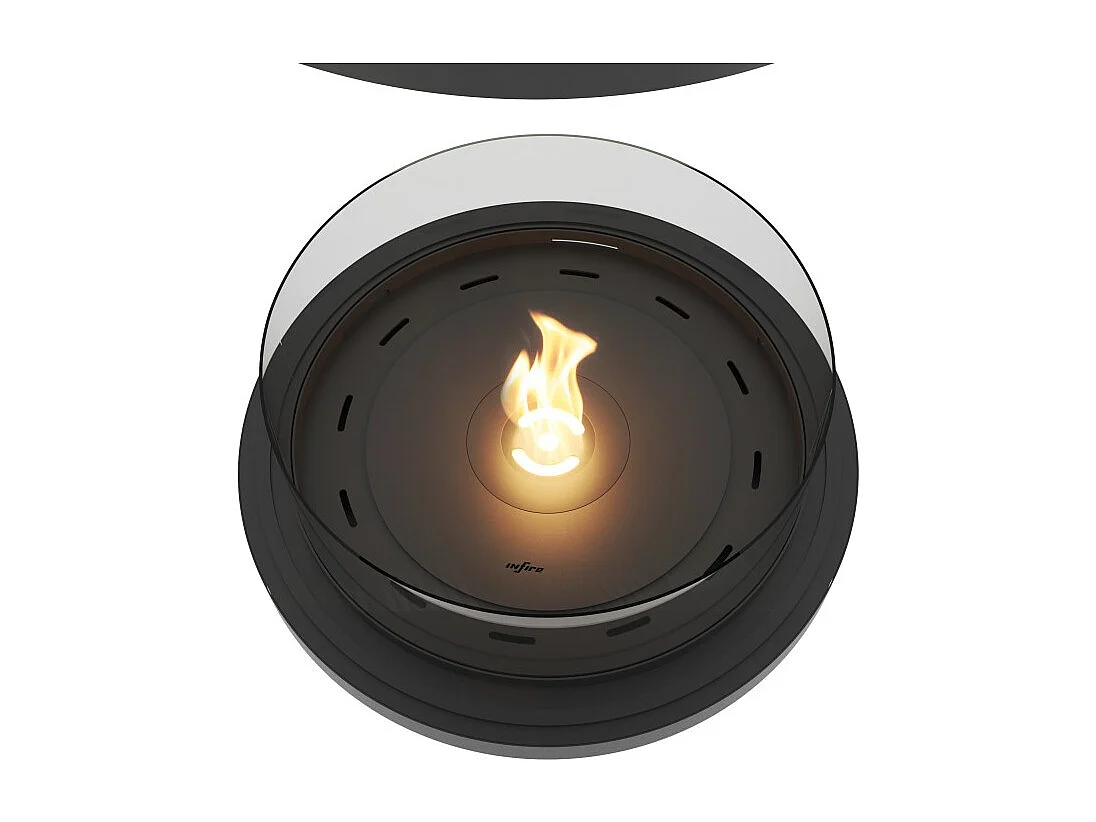 Cheminée bioéthanol ronde autoportante - Cheminée bioéthanol au sol noire avec conduit de fumée de 95 cm de diamètre