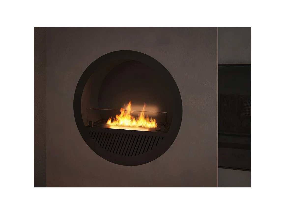 Cheminée bioéthanol encastrable Incyclle Inside - Cheminée bioéthanol murale ronde design d.70cm