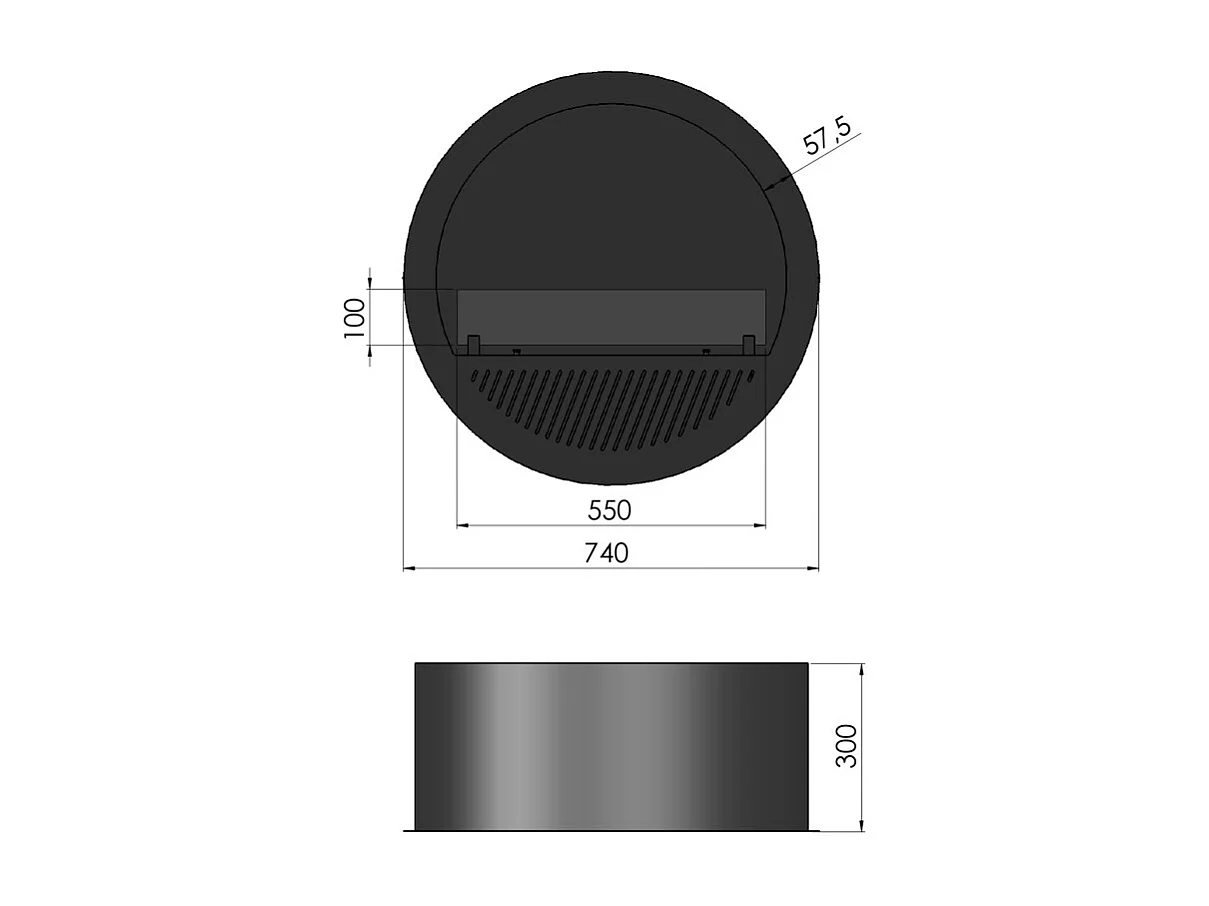 Cheminée bioéthanol encastrable Incyclle Inside - Cheminée bioéthanol murale ronde design d.70cm