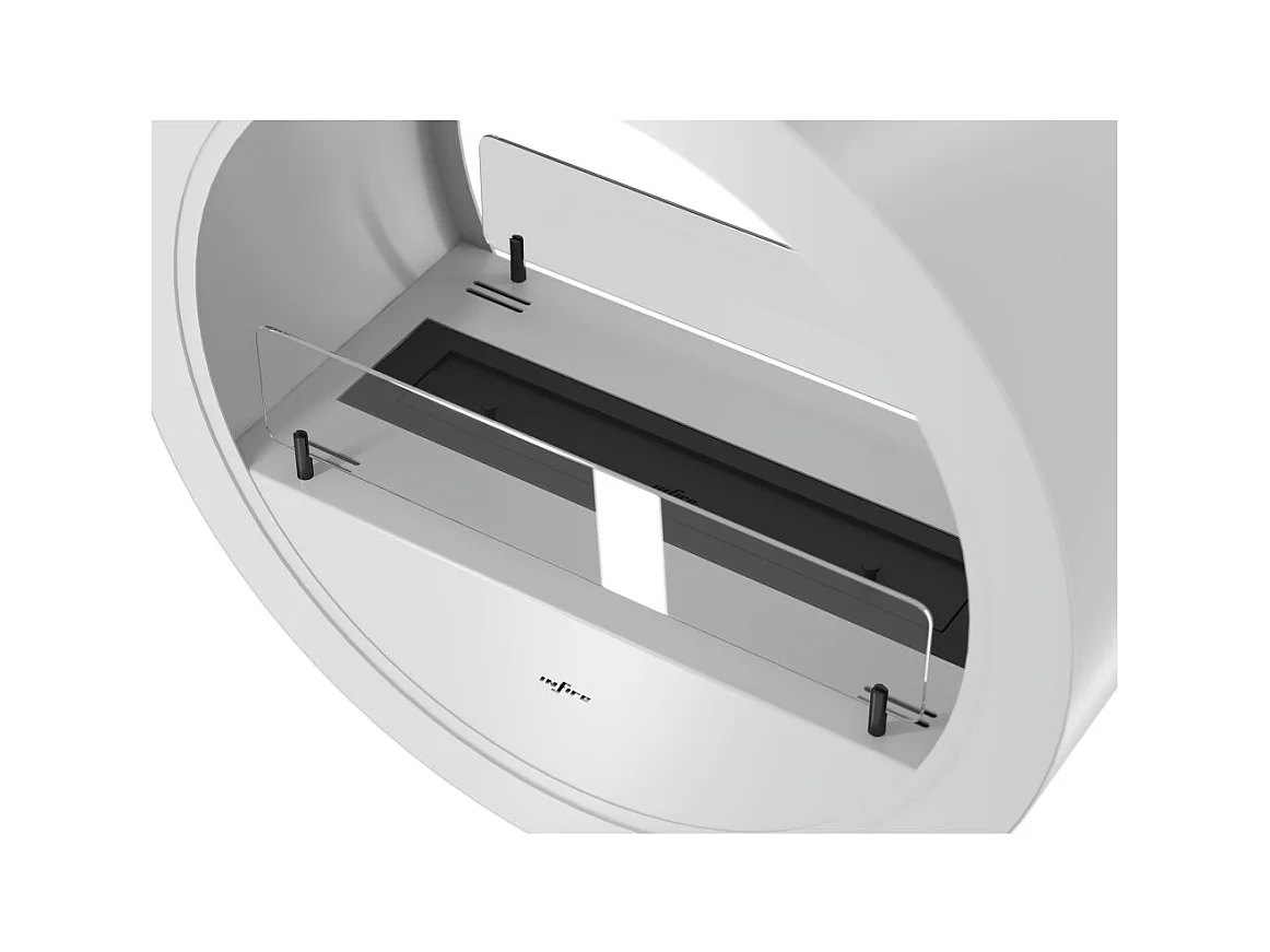 Cheminée bioéthanol suspendue Incyrcle Slim 2Side - Design rond avec double façade ouverte d.70 cm Blanc