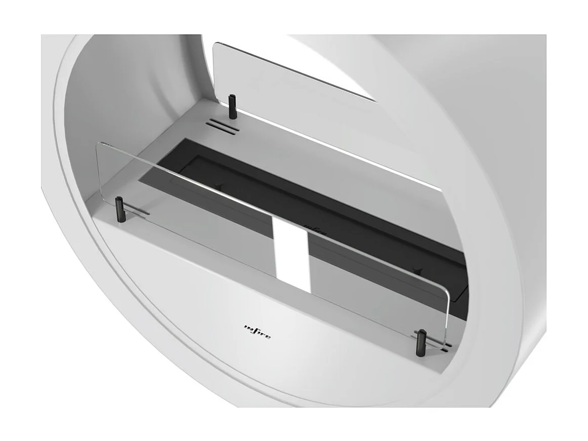 Camino a Bioetanolo sospeso da soffitto Incyrcle Slim 2Side - Biocamino rotondo di design con doppia facciata aperta d.70cm Bianco