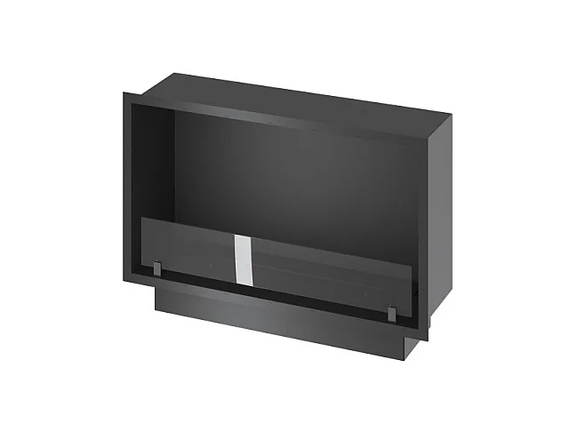 Cheminée bioéthanol encastrable Inside Black 800 - Noir mat, avec vitre, brûleur 1 L, design moderne