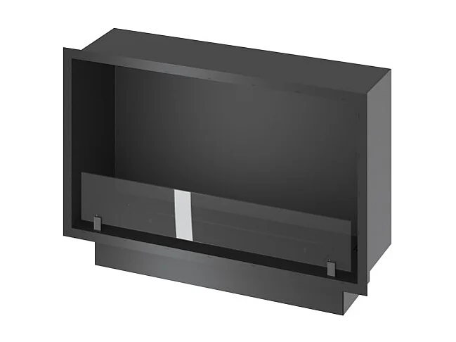 Sololed -  Inside Black 800 Einbau-Bioethanol-Kamin - Mattschwarz, mit Glas, 1-Liter-Brenner, modernes Design