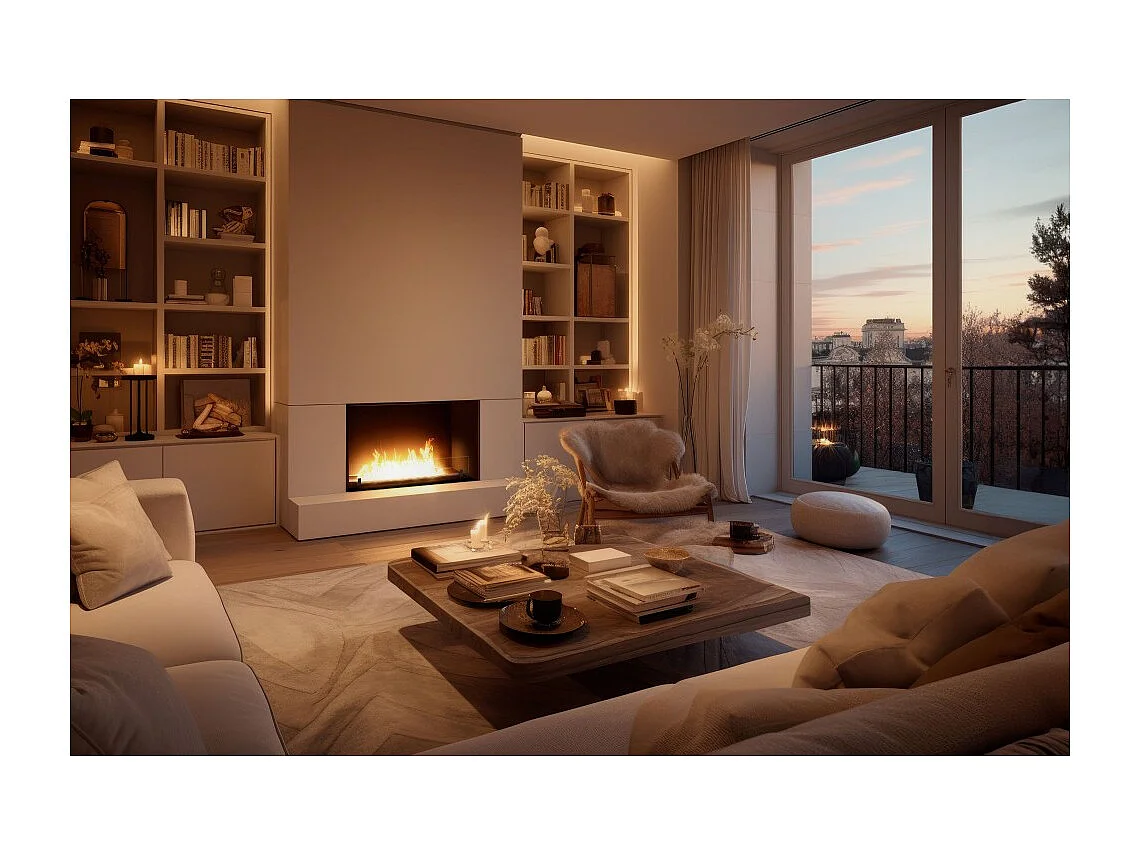 Sololed -  Inside Black 800 Einbau-Bioethanol-Kamin - Mattschwarz, mit Glas, 1-Liter-Brenner, modernes Design