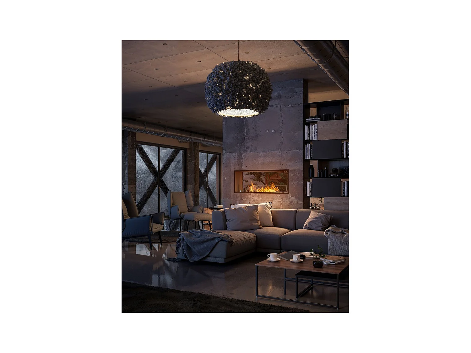 Cheminée bioéthanol 2Side 1200 Slim encastrable à deux façades - Noir mat, avec vitre, brûleur 4 L, design moderne